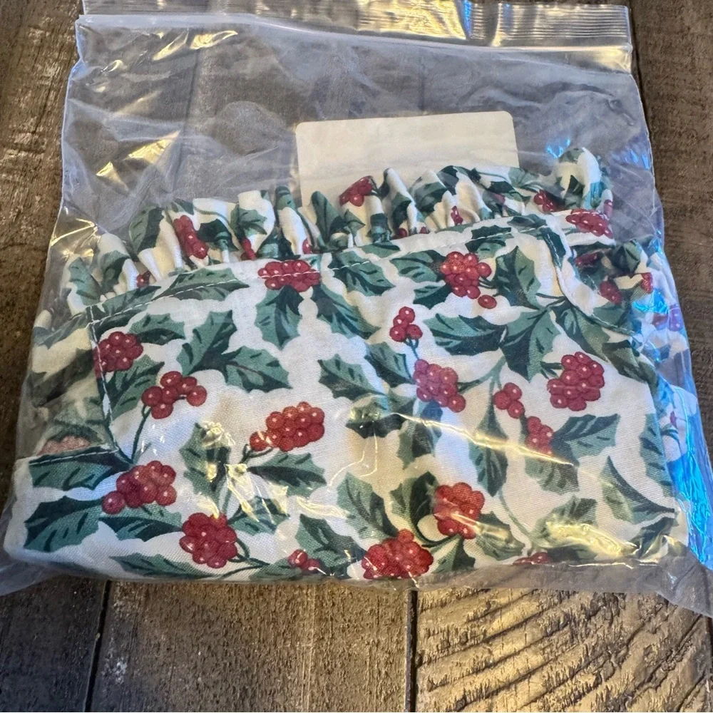Longaberger Holly Basket Liner Holly Leaves‎ Red Berries Christmas
